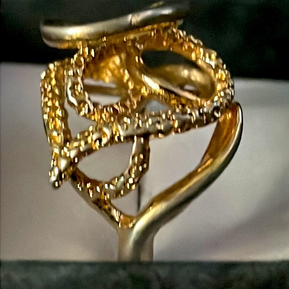 Vintage 18k HGE ESPO Freeform Gold Tone Ring w/ some wear to Gold Plate - Picture 5 of 10